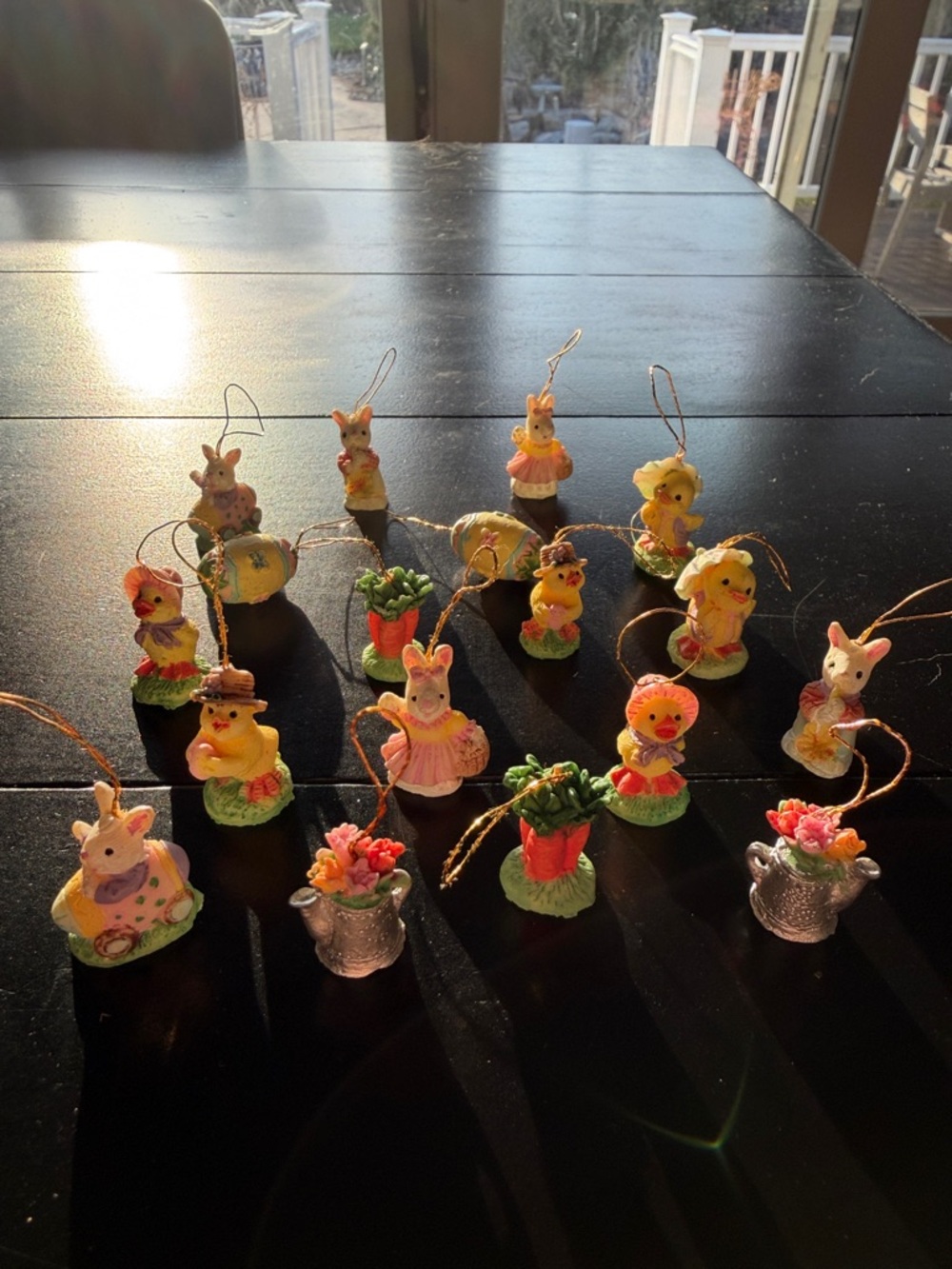 Pastel Easter Bunny & Chick Hanging Ornaments - Set of 18